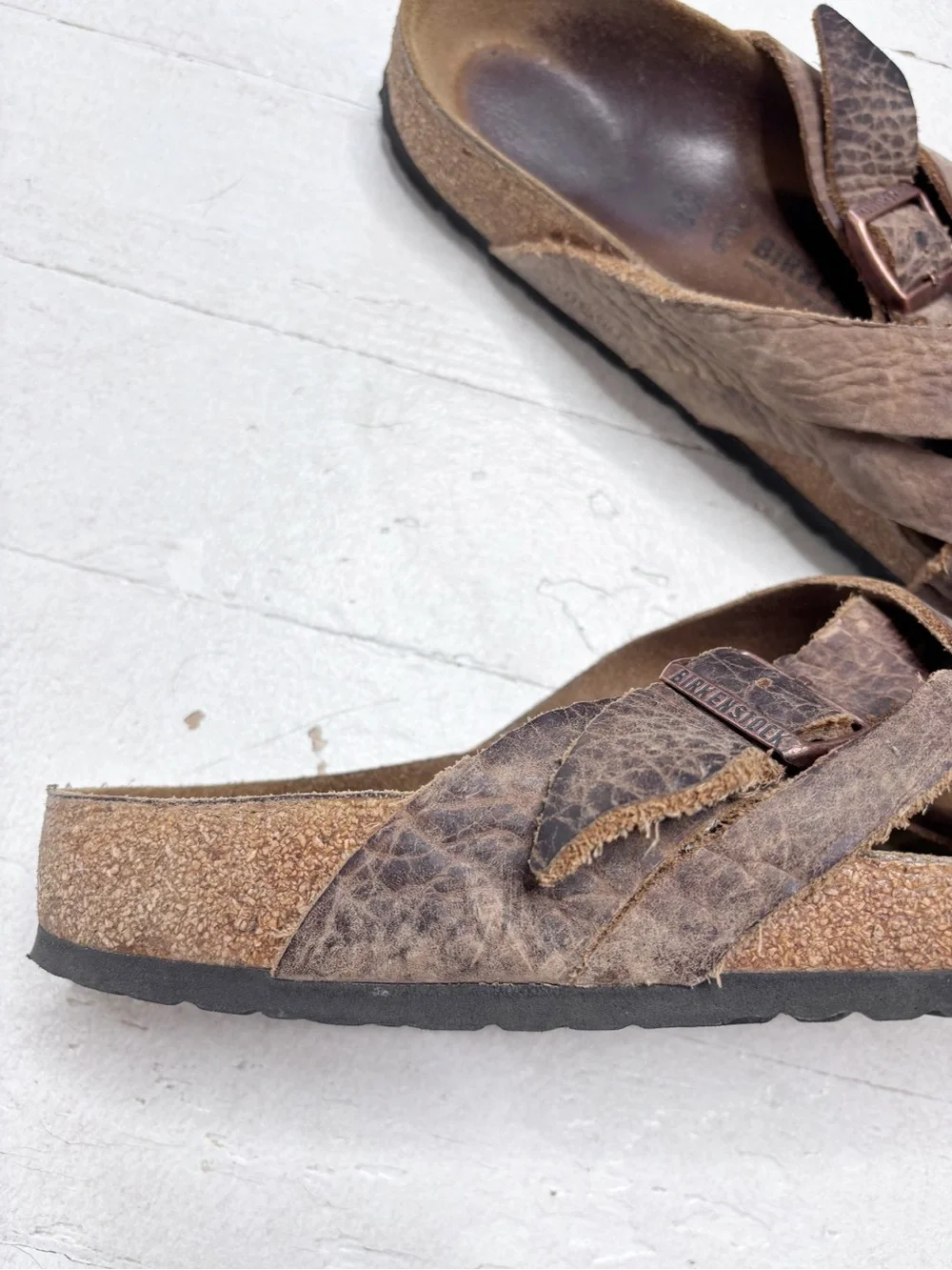 Birkenstock Lugano Rustic Oiled Leather Criss Cross Sandals Brown Size 45 Reg